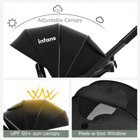 INFANS 2 in 1 Baby Stroller, High Landscape Infant Stroller, Foldable Pushchair