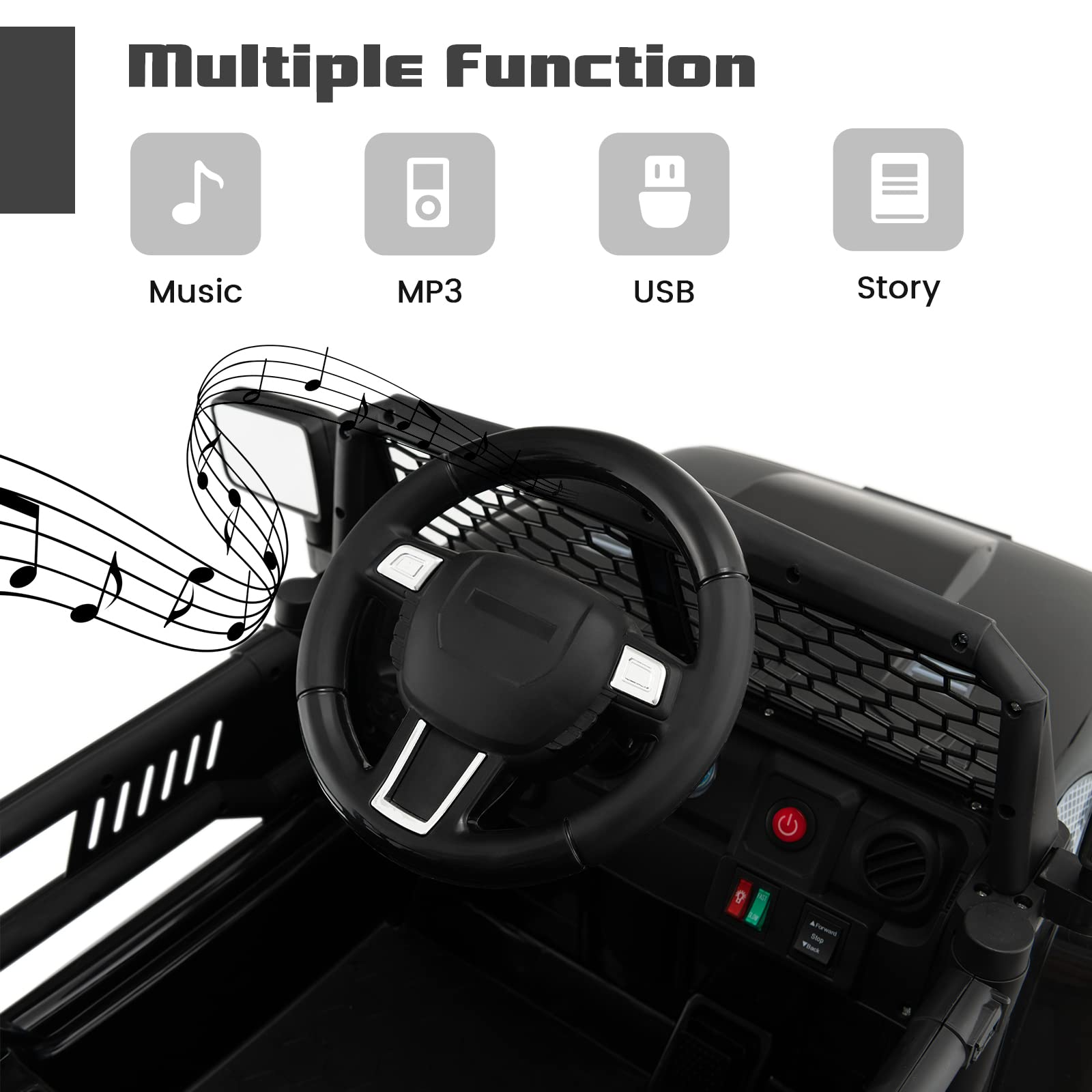 12V Electric Vehicle Car with Remote Control, Toddlers Battery Powered Toy with 2 Speeds, Spring Suspension INFANS