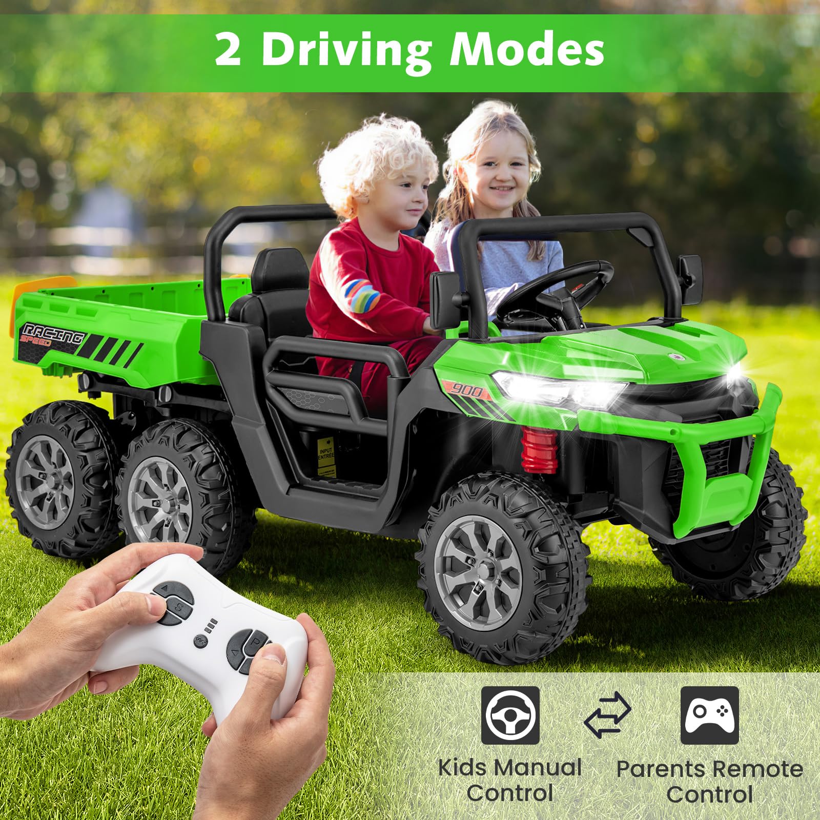 4WD 6x6 Battery Powered Kids UTV with Remote Control