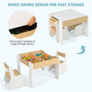 INFANS 3 in 1 Kids Table and Chair Set, Wood Multi Activity Table with Removable Tabletop, Detachable Blackboard