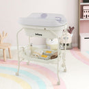 INFANS 2 in 1 Baby Changing Table with Bath Tub Unit, Folding Diaper Dresser Station with Wheels Waterproof Pad