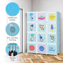 INFANS Children Wardrobe, Cute for Kids Bedroom Nursery Armoire with 12 Cube, Kid Clothes Storage Organizer