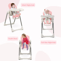 INFANS High Chair for Babies and Toddlers, Foldable Highchair with 7 Different Heights 4 Reclining Backrest Seat 3 Setting Footrest INFANS