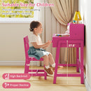 INFANS Table and Chair Set, Toddler Wooden Student Study Desk with Chair Storage Hutch Compartments Drawers