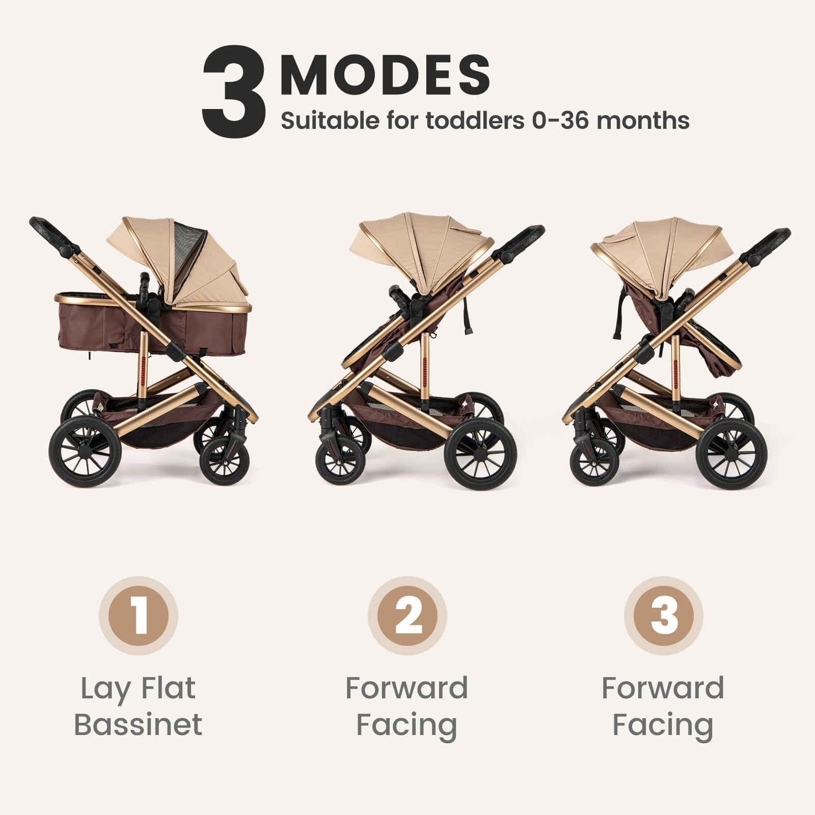 INFANS 2 in 1 Baby Stroller, Folding Newborn Pram Convertible Stroller High Landscape Shock Absorption