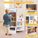 INFANS Kids Grocery Store Playset, Wooden Supermarket Toy Set with Cash Register, Vending Machine, Pretend Play Store