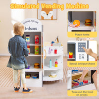 INFANS Kids Grocery Store Playset, Wooden Supermarket Toy Set with Cash Register, Vending Machine, Pretend Play Store