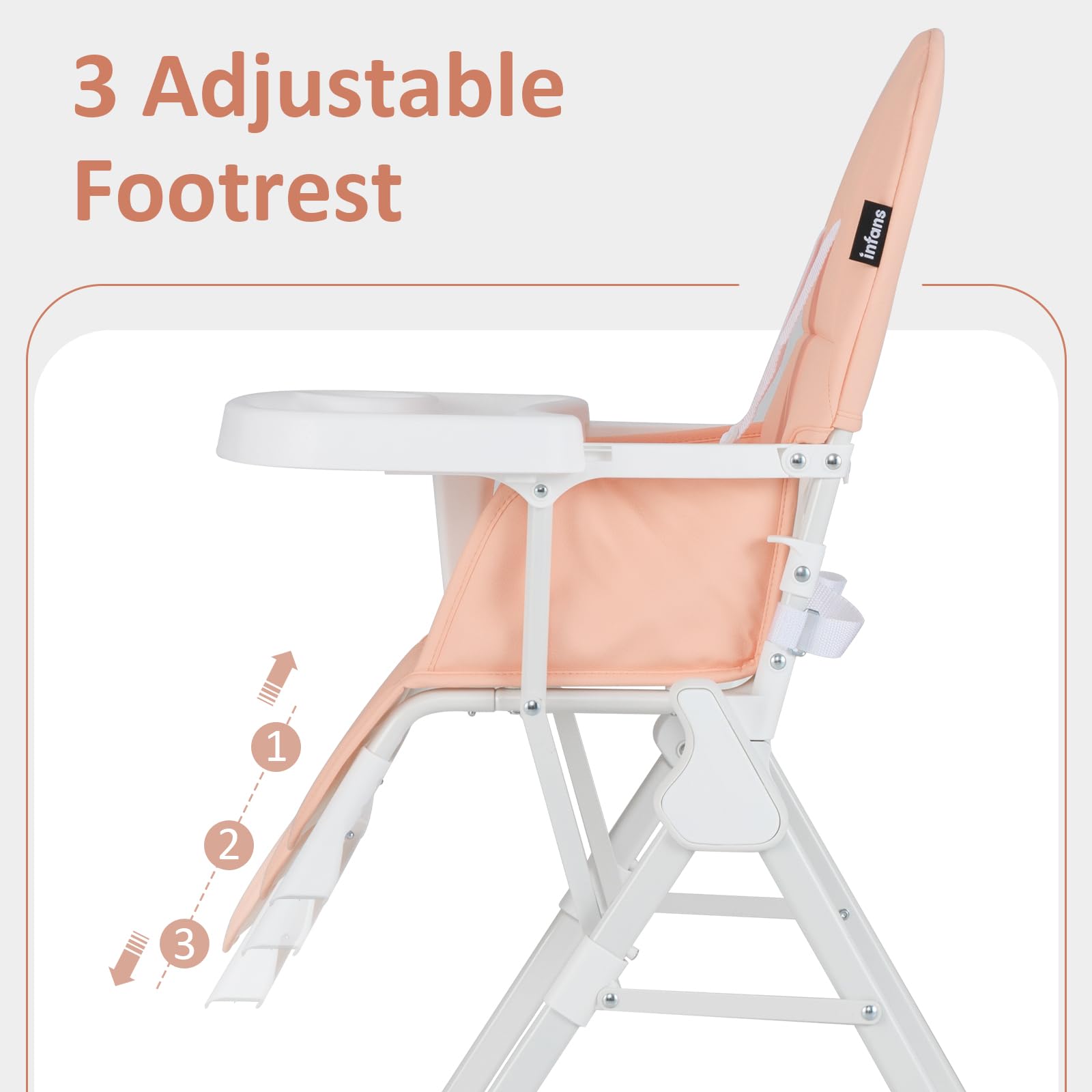 INFANS Baby High Chair, Quick Folding Portable Highchair for Babies and Toddlers with Adjustable Footrest Removable Dishwasher Tray PU Seat