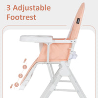 INFANS Baby High Chair, Quick Folding Portable Highchair for Babies and Toddlers with Adjustable Footrest Removable Dishwasher Tray PU Seat