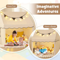 INFANS Kids Play Tent with Washable Mat Star Light Windows, Anti-Trip Large Playhouse Toys, Indoor Outdoor Princess Tents Castle