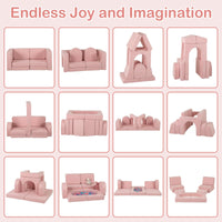 INFANS Modular Kids Play Couch, 8 PCS Toddler Creative Sectional Fort Building Sofa