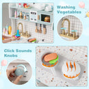 INFANS Kids Kitchen Playset, Toddler Wooden Kitchen Pretend Cooking Toy Set with Coffee Maker