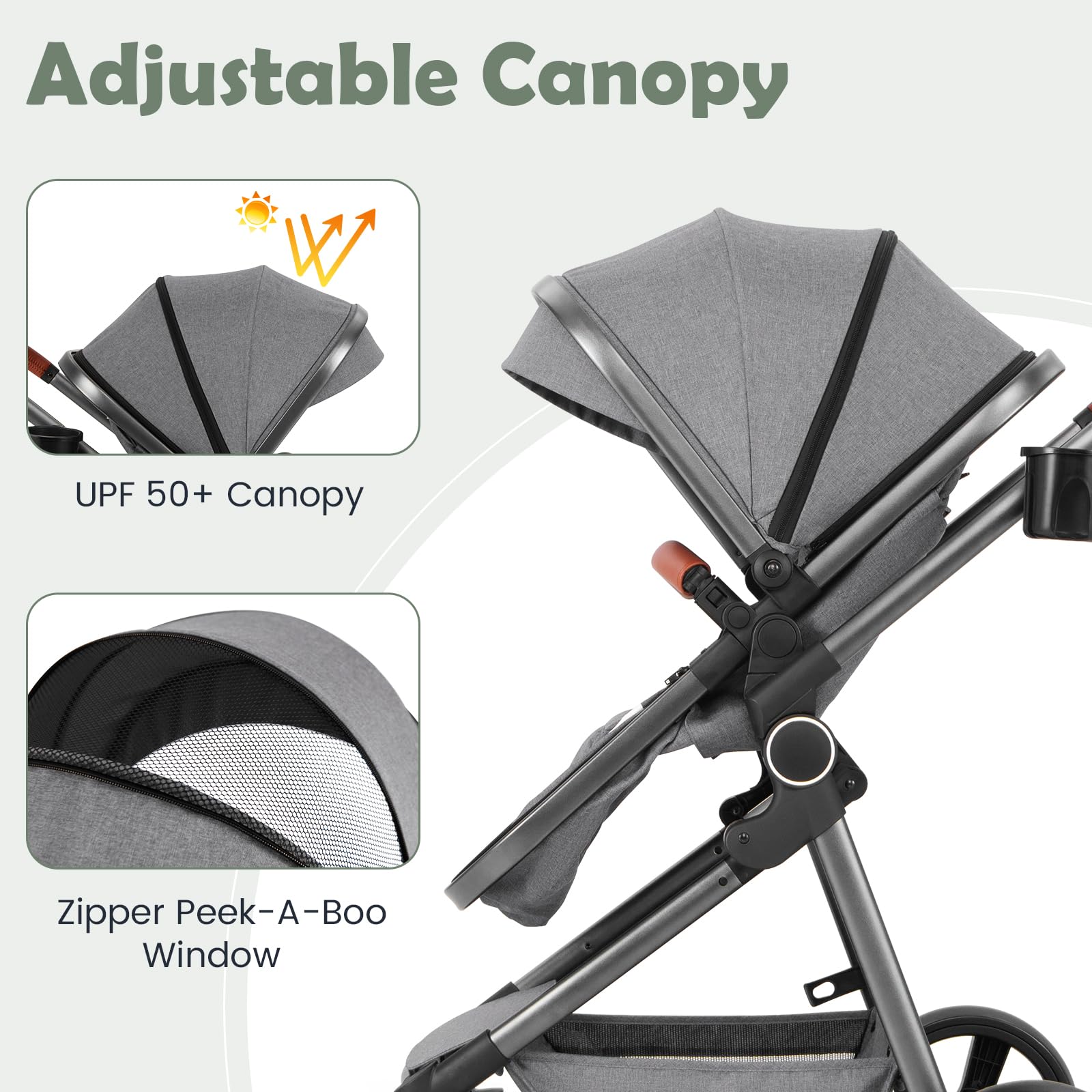 INFANS 2 in 1 Baby Stroller, Convertible Stroller, Foldable High Landscape Shock Absorption with Reversible Seat