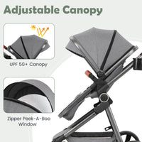 INFANS 2 in 1 Baby Stroller, Convertible Stroller, Foldable High Landscape Shock Absorption with Reversible Seat