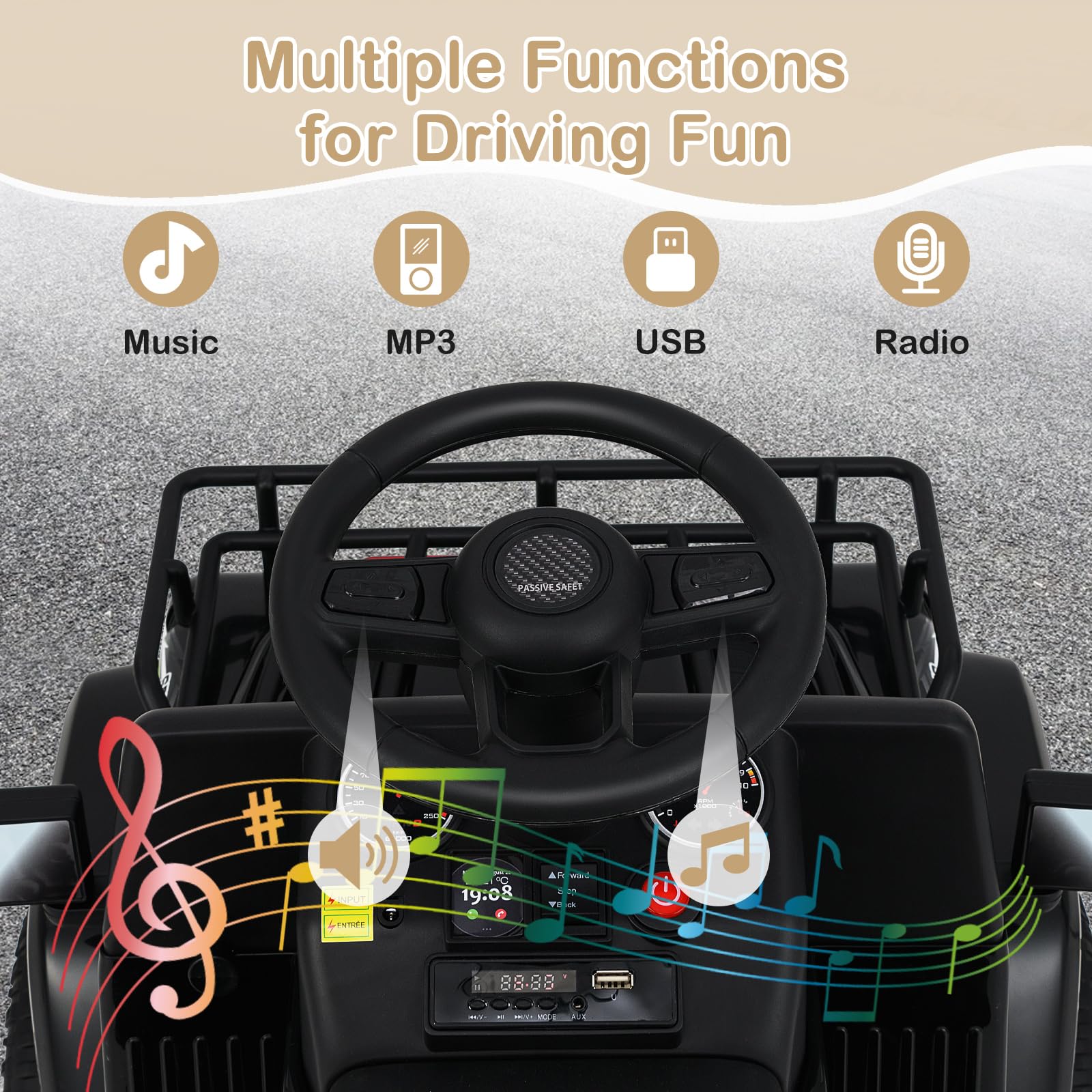 INFANS Kids Ride on Car, 6V Battery Powered Electric Vehicle ATV for Toddlers with Foot Pedal, Music