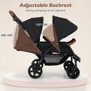INFANS Double Stroller, Foldable Baby Tandem Stroller with Djustable Backrest Canopy Footrest