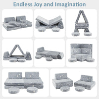 INFANS Modular Kids Play Couch, 6 PCS Toddler Creative Sectional Fort Building Sofa for Playroom, Bedroom