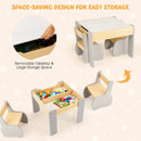 INFANS 3 in 1 Kids Table and Chair Set, Wood Multi Activity Table with Removable Tabletop, Detachable Blackboard