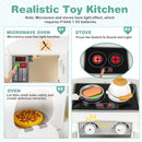 INFANS Corner Kids Kitchen Playset, Toddler Wooden Pretend Cooking Set with Lights Sounds Coffee Machine Washing Machine
