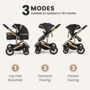 INFANS 2 in 1 Baby Stroller, Folding Newborn Pram Convertible Stroller High Landscape Shock Absorption
