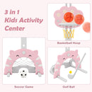 INFANS Toddler Basketball Hoop, 3 in 1 Height Adjustable Kids Sports Activity Center Indoor with Soccer Goal Golf Ball and Club