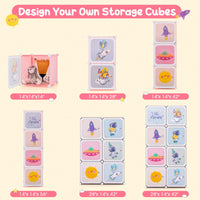 INFANS Children Wardrobe, Kid Closet, Cute for Kids Bedroom Nursery Armoire with 8 Cube, Kid Clothes Storage Organizer