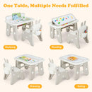 INFANS Kids Table and Chair Set, Activity Table with Magnetic Drawing Board Adjustable Height, Toddler Plastic Furniture Table