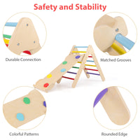 INFANS  Toddlers Triangle Climber, 3 in 1 Montessori Kids Wood Climbing Toy with Ramp, Ladder, Slide