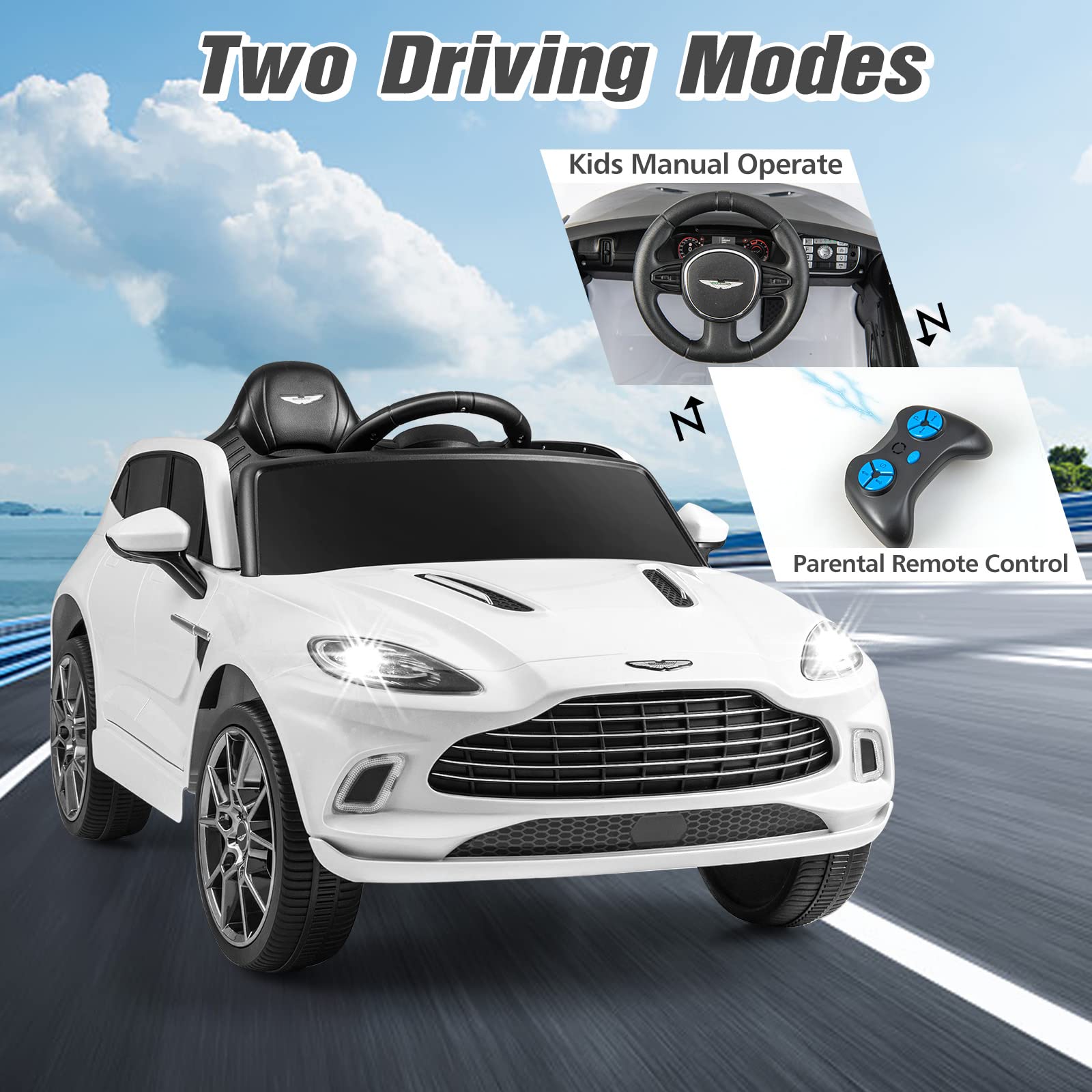 INFANS Kids Ride on Car, 12V Electric Vehicle Licensed Aston Martin DBX with Remote Control