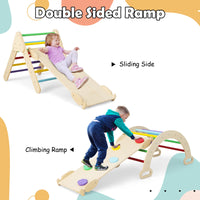 INFANS Climbing Toys for Toddlers, 5 in 1 Kids Wooden Montessori Triangle Set Climber Toy, Indoor Climb Activity