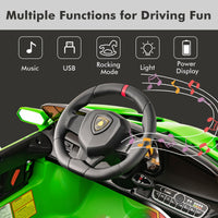 INFANS 2 Seater Kids Ride on Car, 12V 4WD Licensed Lamborghini Veneno Powered Electric Vehicle with Rocking Mode, Remote Control