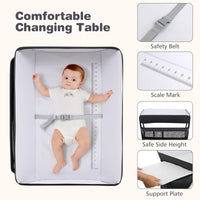 INFANS Baby Changing Table with Wheels, Portable Folding Diaper Station Nursery Organizer with Adjustable Height