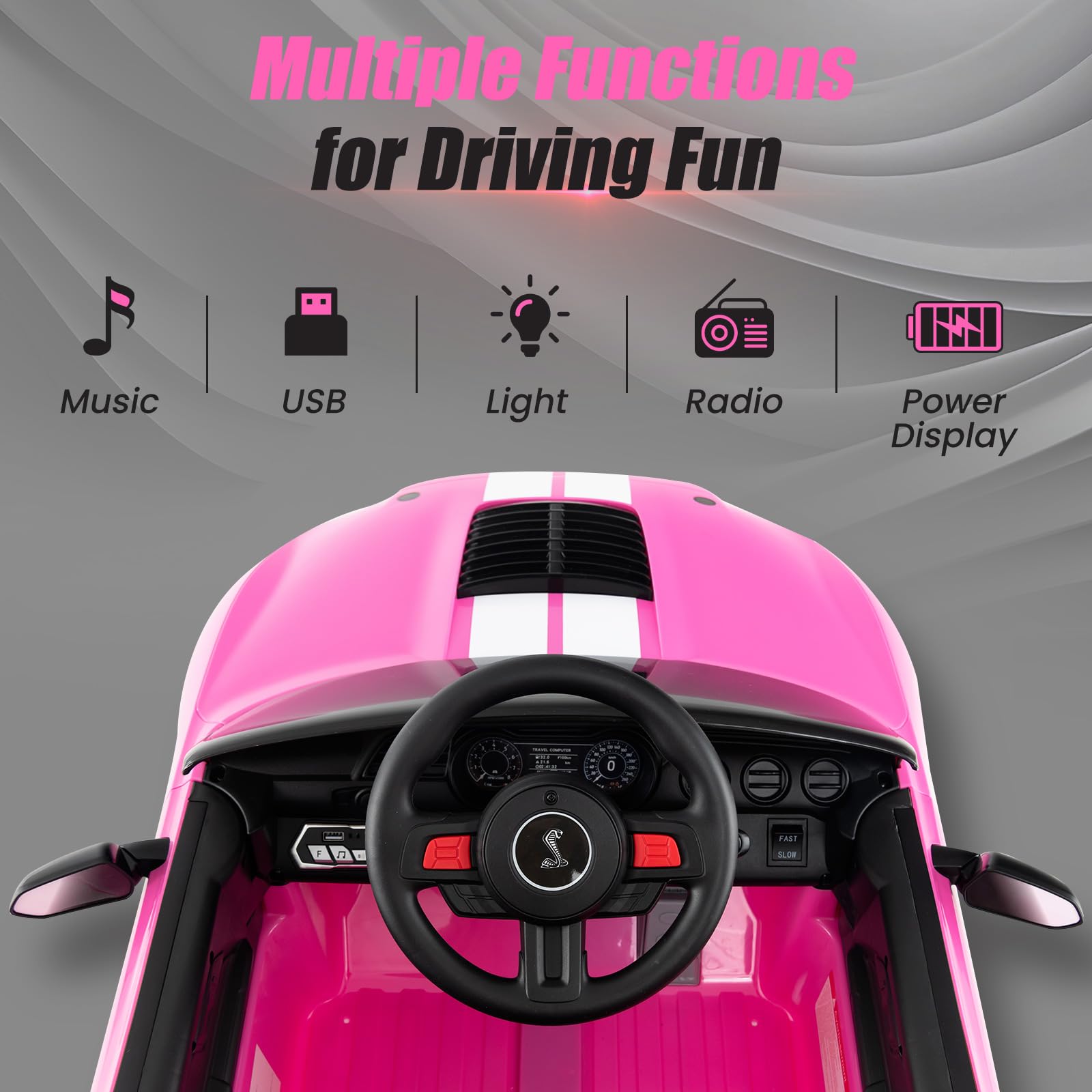 Licensed Ford Mustang GT500 Ride on Car for Kids by INFANS, Battery Powered Electric Vehicle with Remote Control, 37-96 months