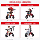 INFANS Kids Tricycle, 4 in 1 Stroll Trike with Adjustable Push Handle, Suitable for 10 Months to 5 Years