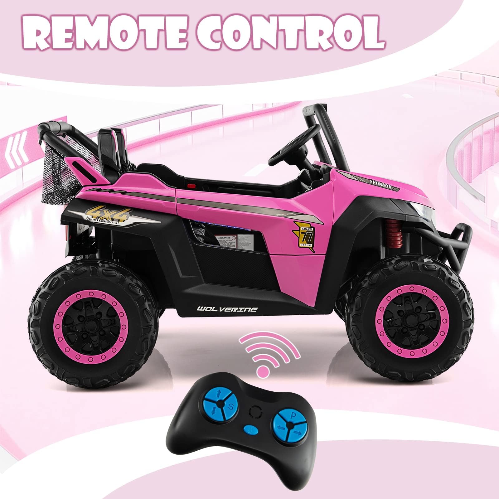 INFANS 2 Seater Kids Ride on UTV, 12V Electric Truck Car with Remote Control, Battery Powered Vehicle
