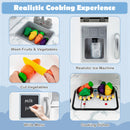 INFANS Corner Kids Kitchen Playset, Toddler Wooden Pretend Cooking Set with Realistic Light Sound Stove