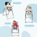 INFANS High Chair for Babies and Toddlers, Foldable Highchair with 7 Different Heights 4 Reclining Backrest Seat 3 Setting Footrest INFANS