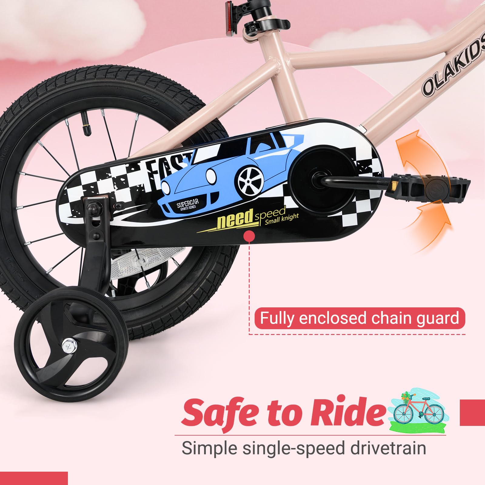 INFANS Kids Bike, 16 18 Inch Toddlers Bike with Training Wheels Safety Bell Adjustable Seat and Handlebar