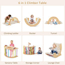 INFANS Wooden Arch Climber Rocker with Soft Cushion, 6 in 1 Montessori Climbing Toys for Toddlers, Gym Playset Gift for Kids