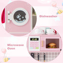 INFANS Kids Kitchen Playset, Toddler Wooden Kitchen Pretend Cooking Toy Set with Coffee Maker