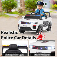 INFANS Ride on Police Car, 12V Kids Battery Powered Electric Vehicle with Siren, Flashing Lights, Bluetooth, Power Display
