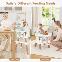 INFANS 8 in 1 Baby High Chair, Convertible Highchair for Babies and Toddlers, Infant Dining Booster Seat, Kids Stool Table Chair Set