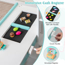 INFANS Kids Grocery Store Playset, Wooden Pretend Play Supermarket with LED Lights, Market Stand Toy