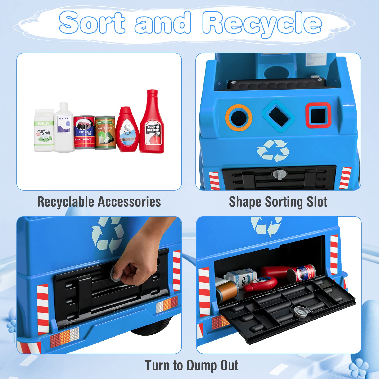 INFANS Ride on Car, 6V Recycling Garbage Truck Electric Vehicle with Music, Horn, Warning Lights