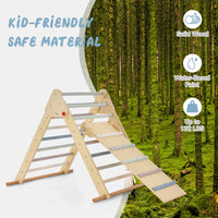 INFANS Climbing Toys for Toddlers, 3 in 1 Foldable Kids Wood Montessori Pikler Climber Ladder with Ramp, Slide