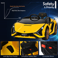 INFANS 12V Licensed Lamborghini Sian Kids Ride on Car with Parent Remote Control, Electric Toy Roadster Carbon Fiber Textured