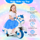 INFANS 2 in 1 Ride on Motorcycle and Horse, Unicorn 6V Battery Powered Ride on Toy with Up & Down Function, Kids Electric Vehicle