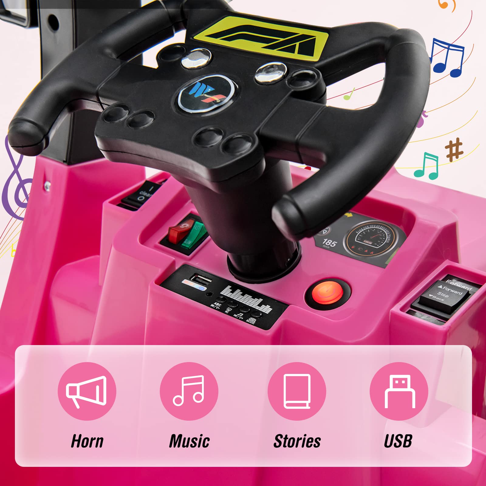 INFANS Ride on Car, 12V 2 in 1 Kids Street Sweeper Truck Electric Vehicle with Remote Control