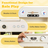 INFANS Kids Kitchen Playset Cooking Toy Kitchen Set with Coffee Machine Stove Removable Sink Microwave Storage Cabinet