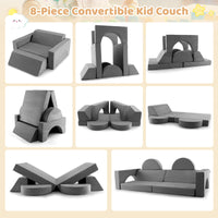 INFANS Mondular Kids Play Couch, 8PCS Toddler Sectional Sofa Building Fort for Bedroom, Imaginative Convertible Floor Cushion